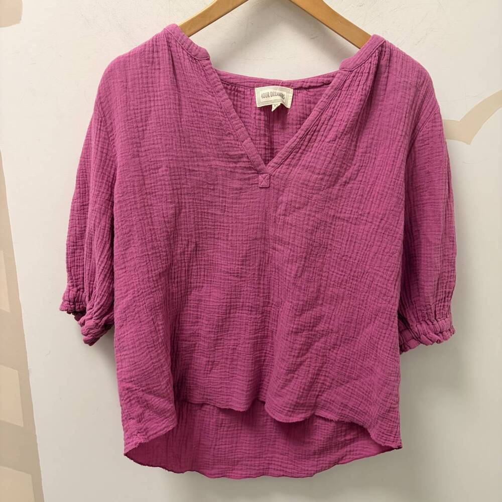 NEW 4OUR DREAMERS women's 3/4 sleeve tunic in orchid
